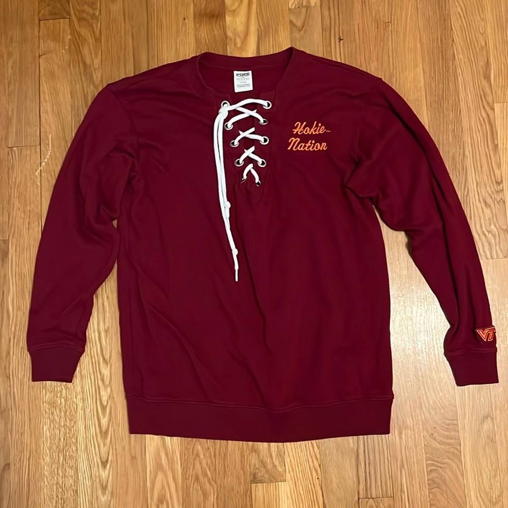 VS Virginia tech hokies Football Corset Lace Up Sweatshirt Red Limited SMALL - Picture 1 of 10